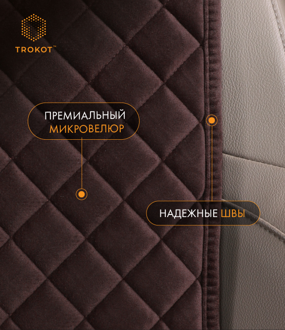  Накидки на сиденья Алькантара - Комплект узких накидок из алькантары на передние сиденья шоколадного цвета - фото